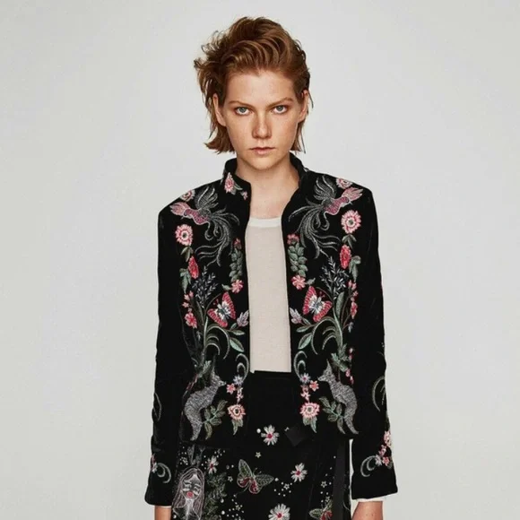 Zara Floral Embroidered Blazer - Picture 1 of 13